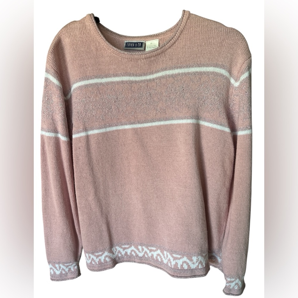 ERICKA & CO. - Vintage Pink, White and silver sweater